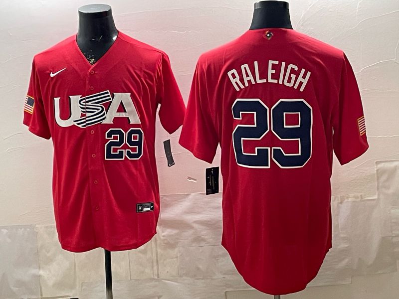 Men 2026 World Cub USA #29 Raleigh Red Nike MLB Jersey style 01